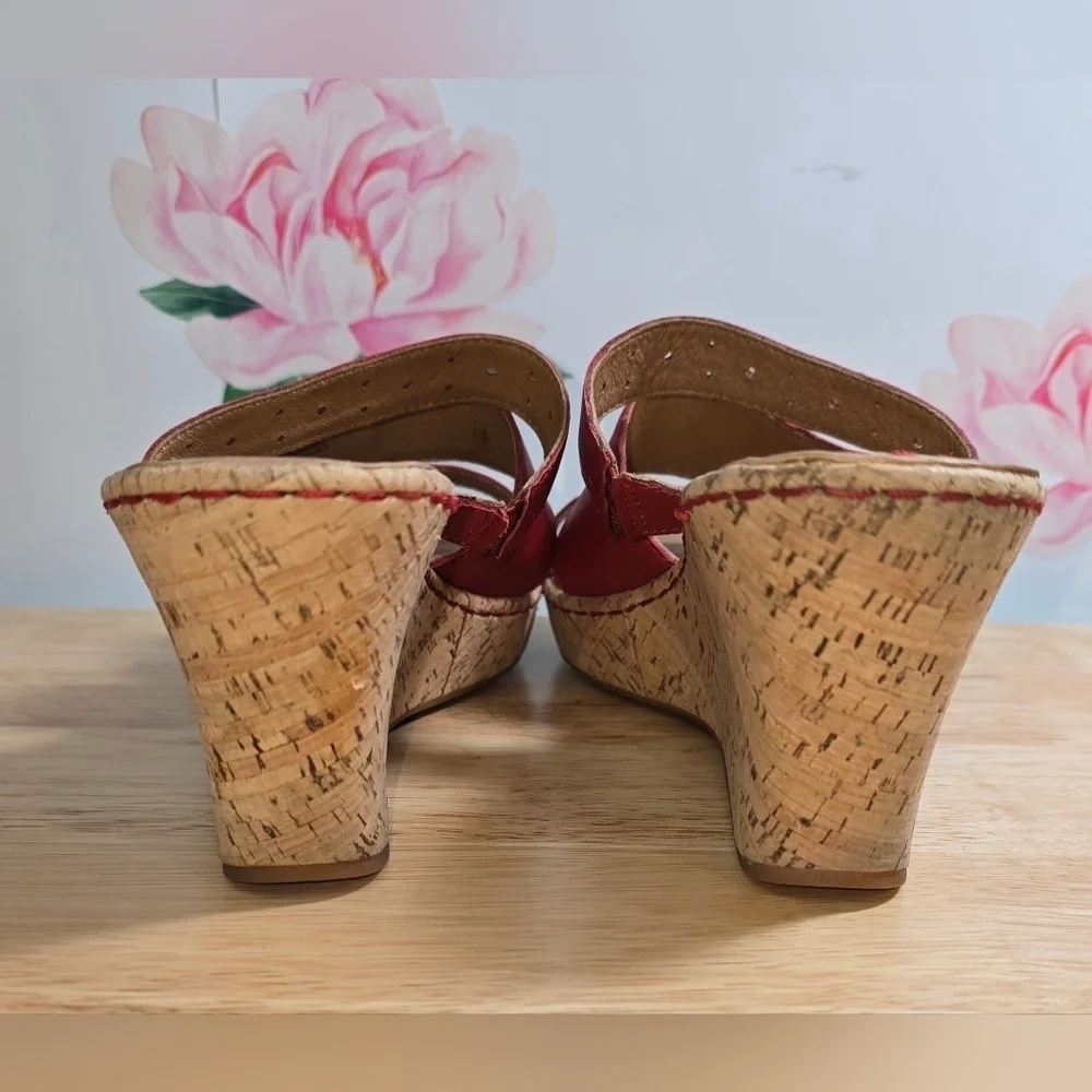 Born Hand Crafted Strappy Leather Wedge Sandal Size 10